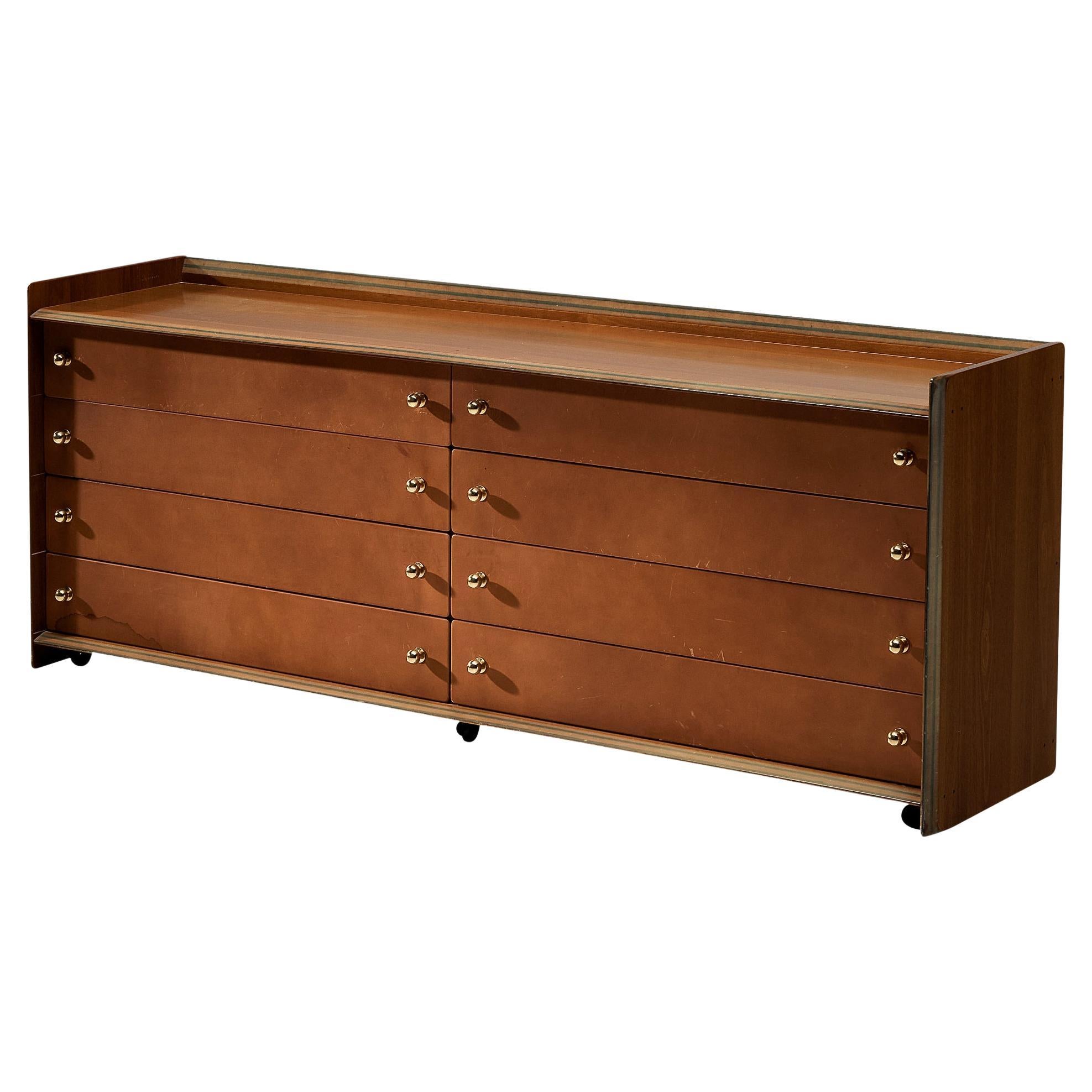 Afra & Tobia Scarpa for Maxalto 'Artona' Chest of Drawers in Walnut and Leather