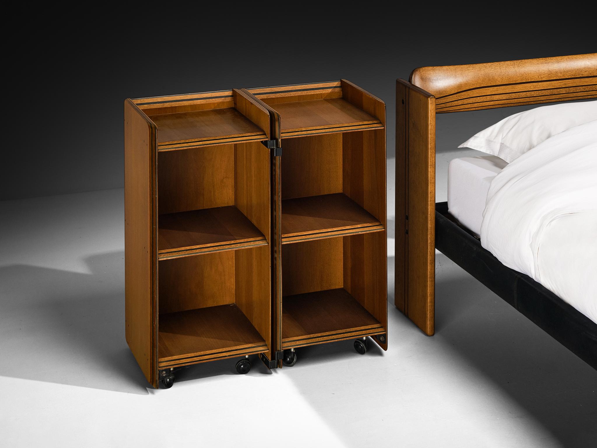 Walnut Afra & Tobia Scarpa for Maxalto Artona King Bed with Nightstands For Sale