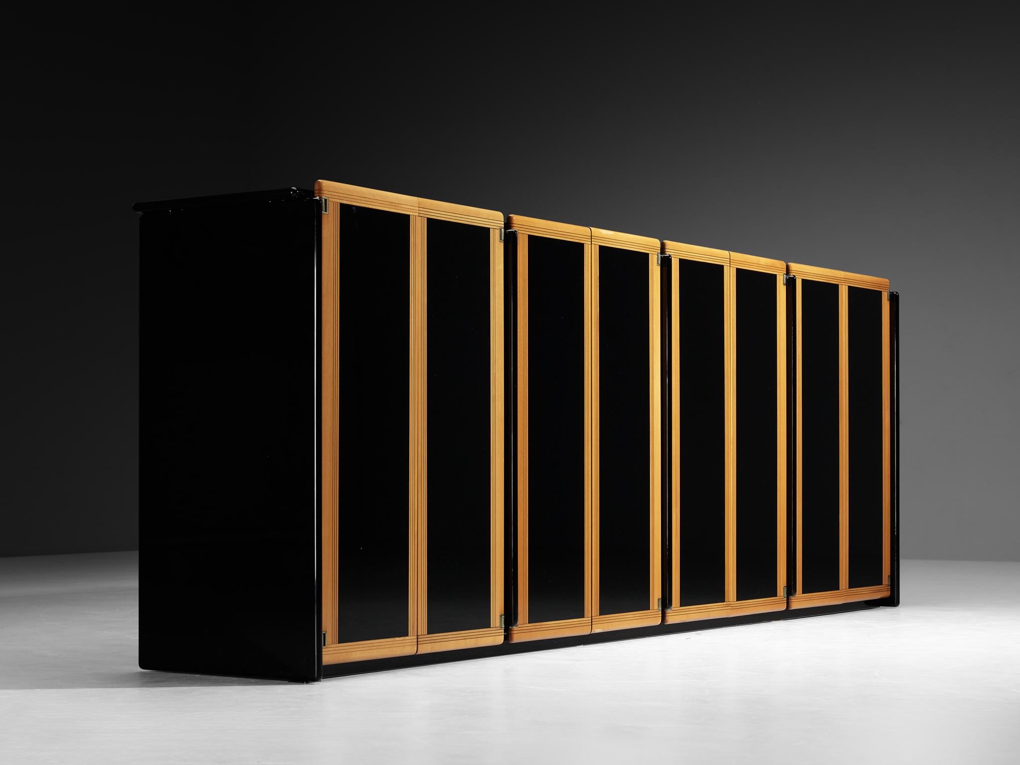 Laiton Afra & Tobia Scarpa for Maxalto 'Artona' Buffet en bois laqué noir en vente