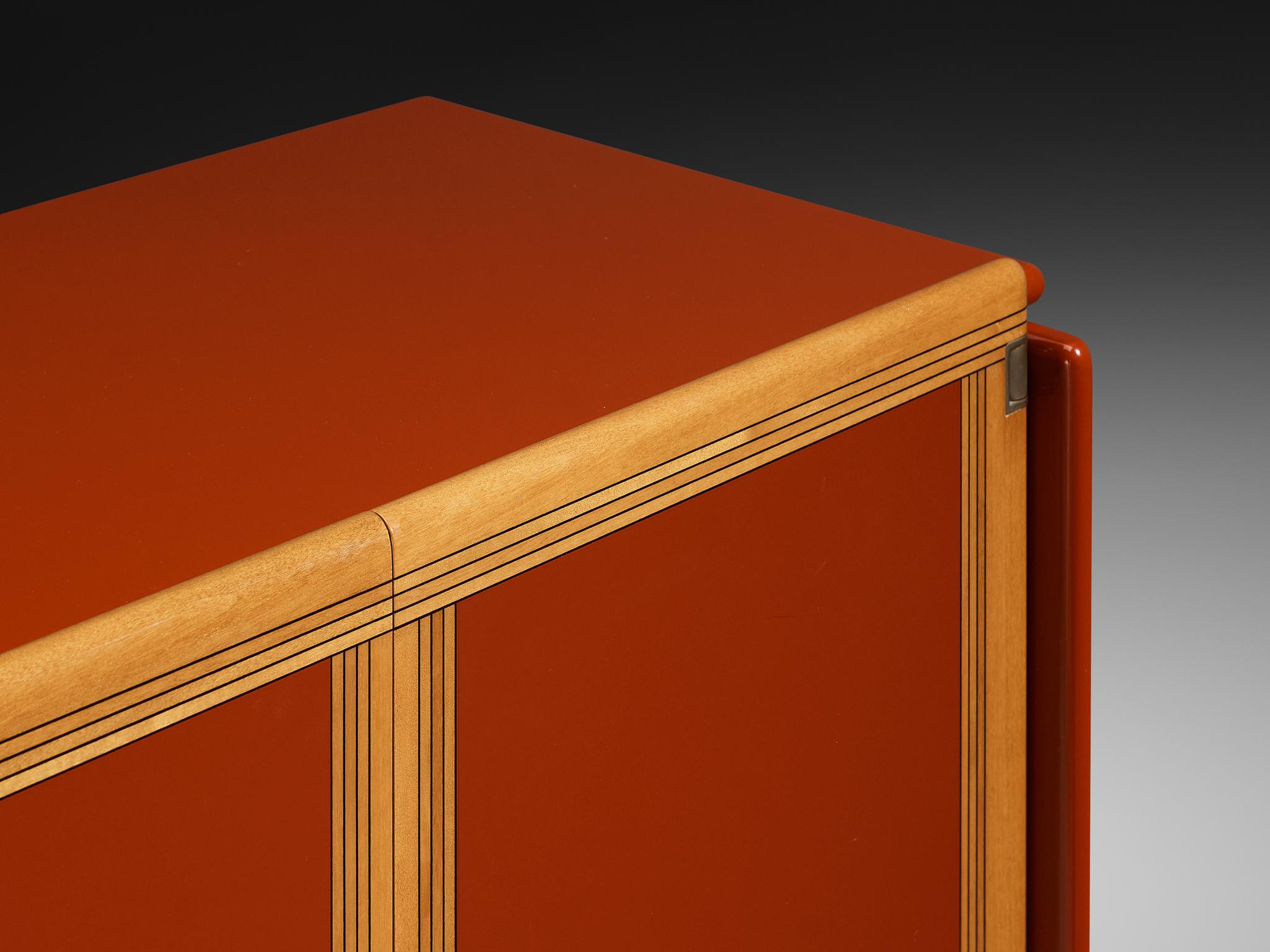 Postmoderne Afra & Tobia Scarpa for Maxalto 'Artona' Buffet laqué rouge et noyer