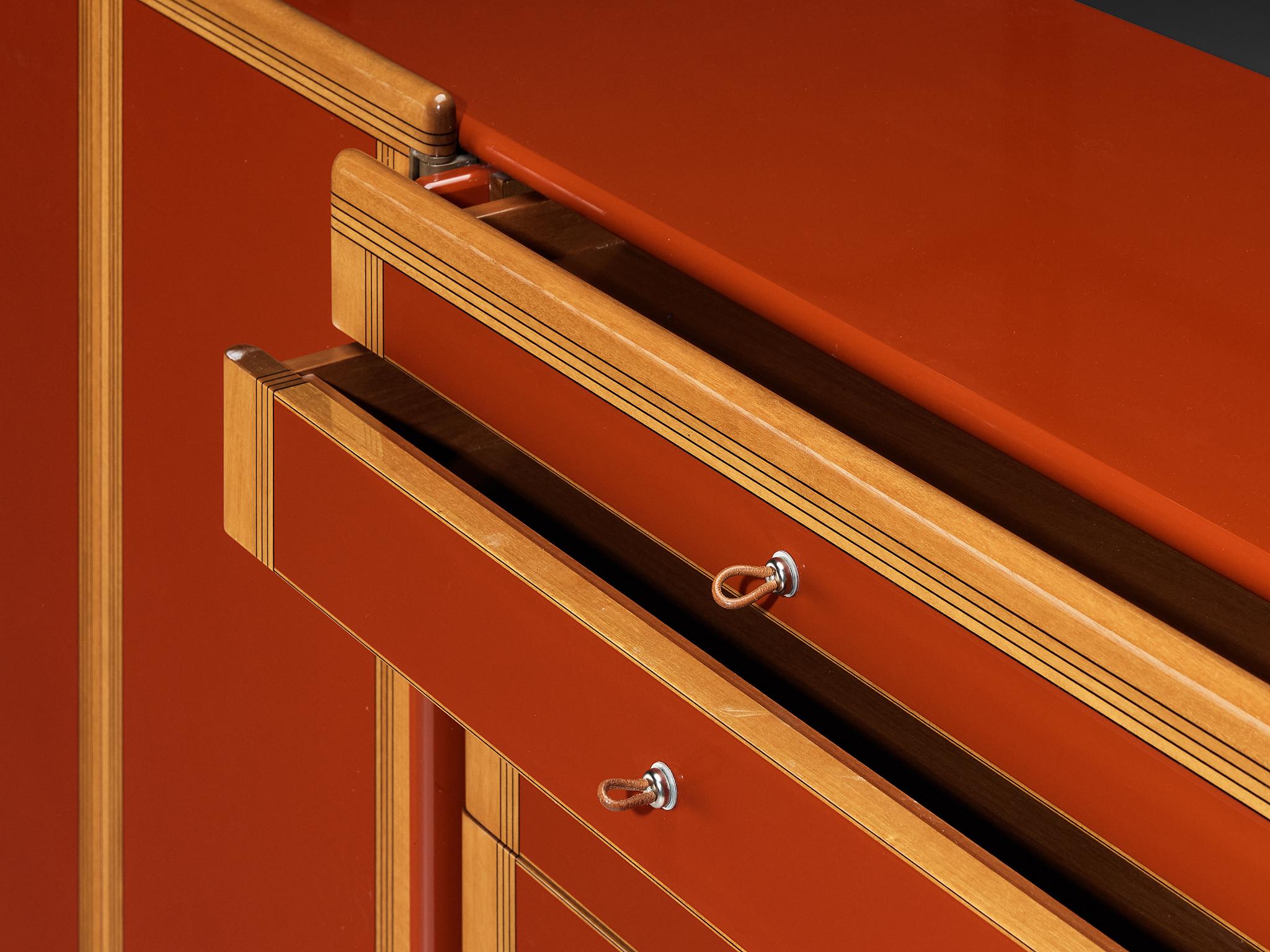 Afra & Tobia Scarpa for Maxalto 'Artona' Buffet laqué rouge et noyer Bon état à Waalwijk, NL