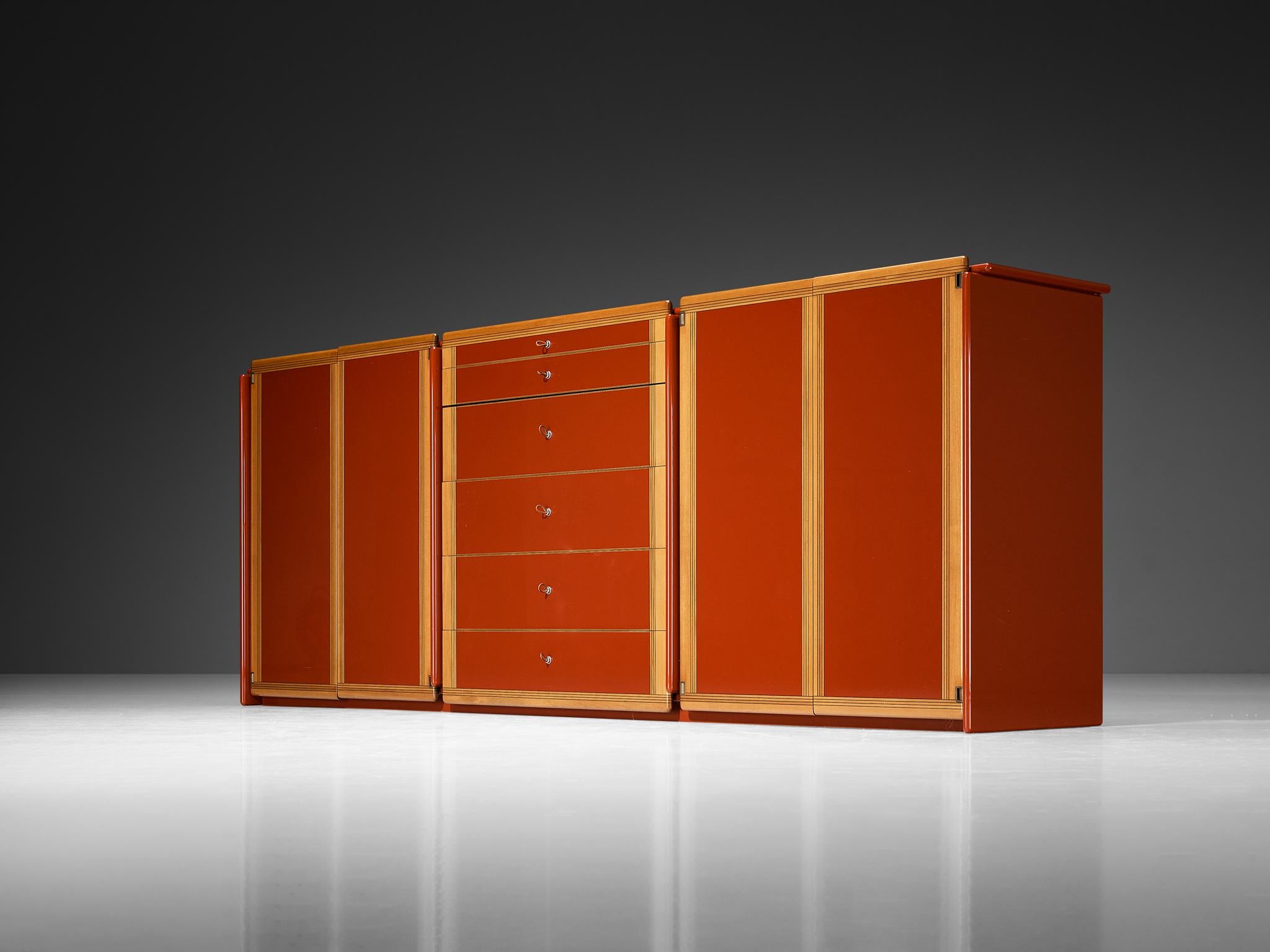 Afra & Tobia Scarpa for Maxalto 'Artona' Buffet laqué rouge et noyer 1