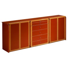Afra & Tobia Scarpa for Maxalto 'Artona' Buffet laqué rouge et noyer