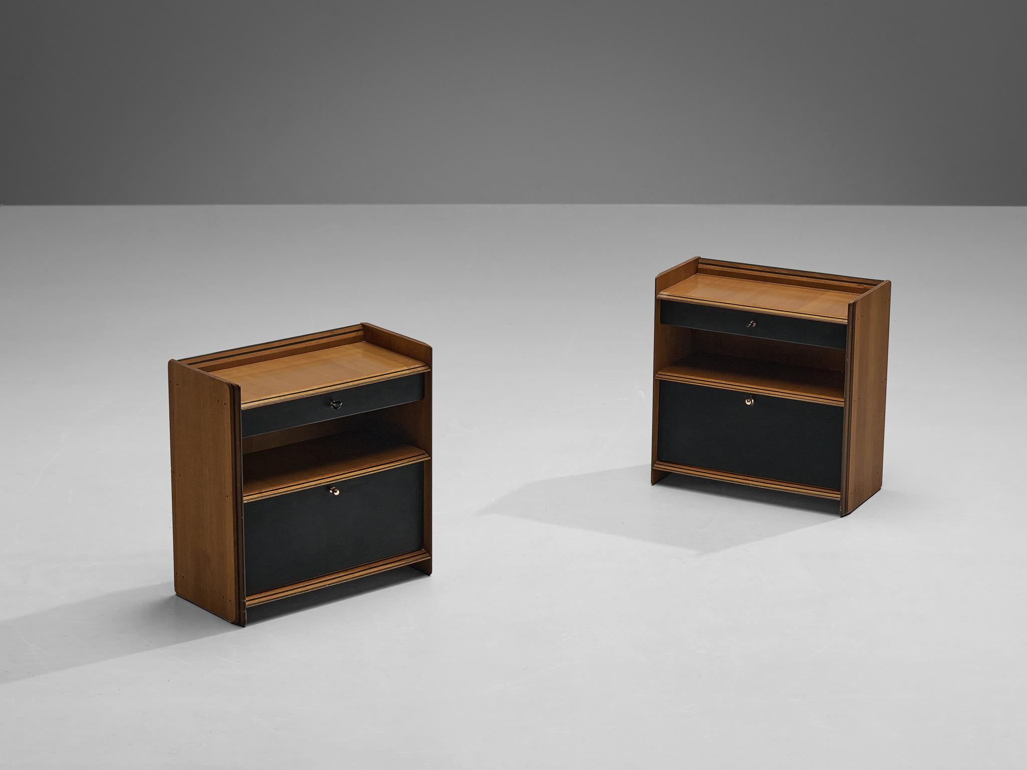 Mid-Century Modern Afra & Tobia Scarpa for Maxalto Double Bed with Nightstands in Walnut 