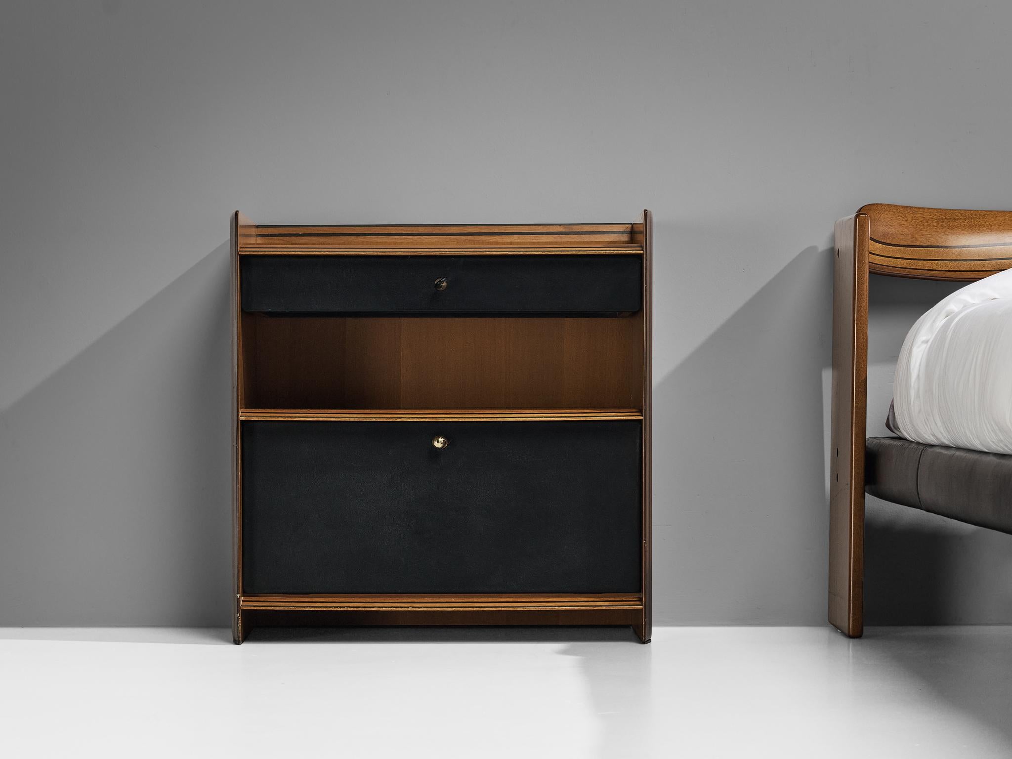Afra & Tobia Scarpa for Maxalto Double Bed with Nightstands in Walnut  1