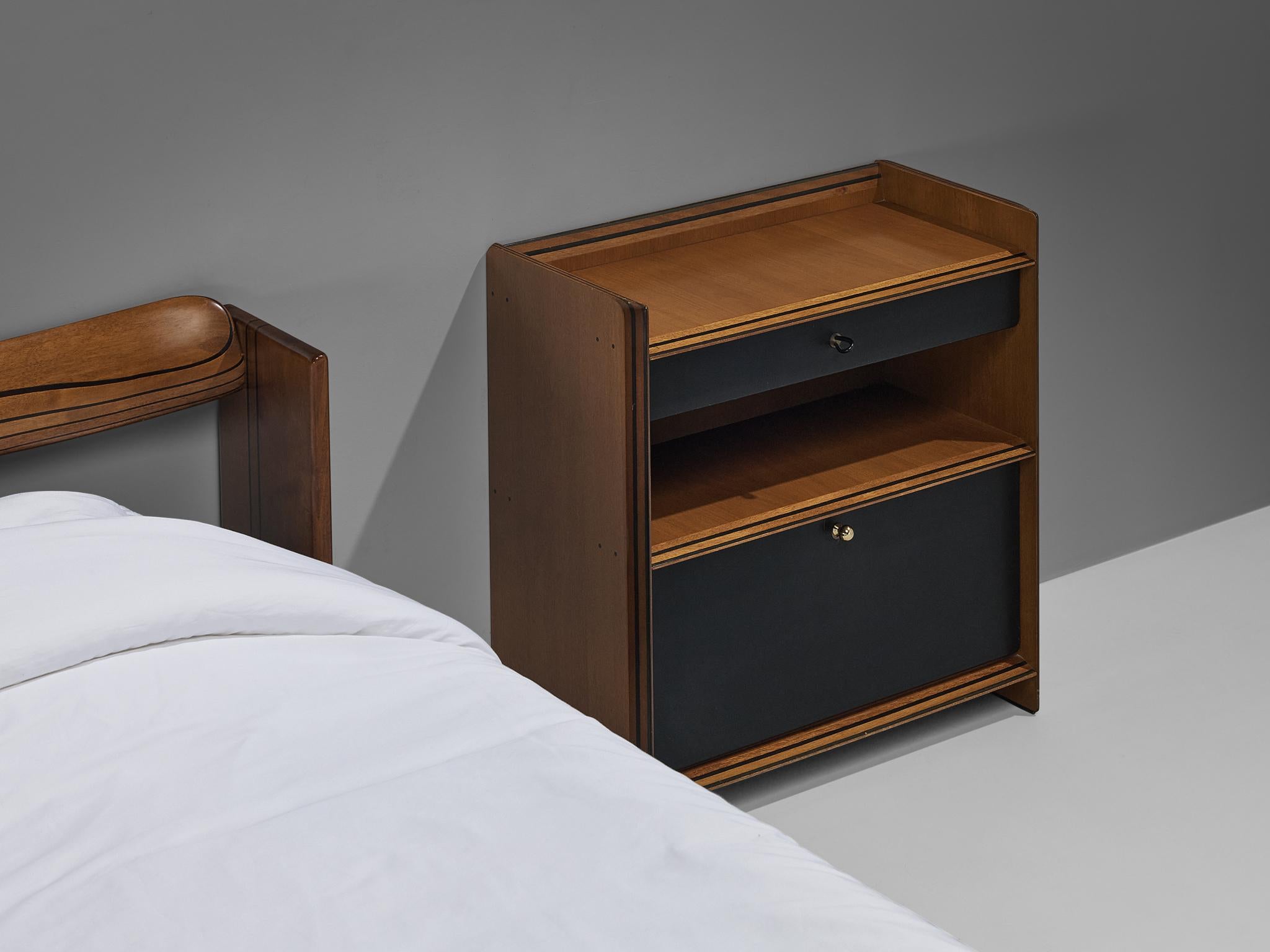 Afra & Tobia Scarpa for Maxalto Double Bed with Nightstands in Walnut  2