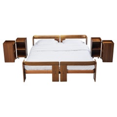 Afra & Tobia Scarpa for Maxalto Double Bed with Nightstands in Walnut 