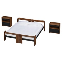Retro Afra & Tobia Scarpa for Maxalto Double Bed with Nightstands in Walnut 