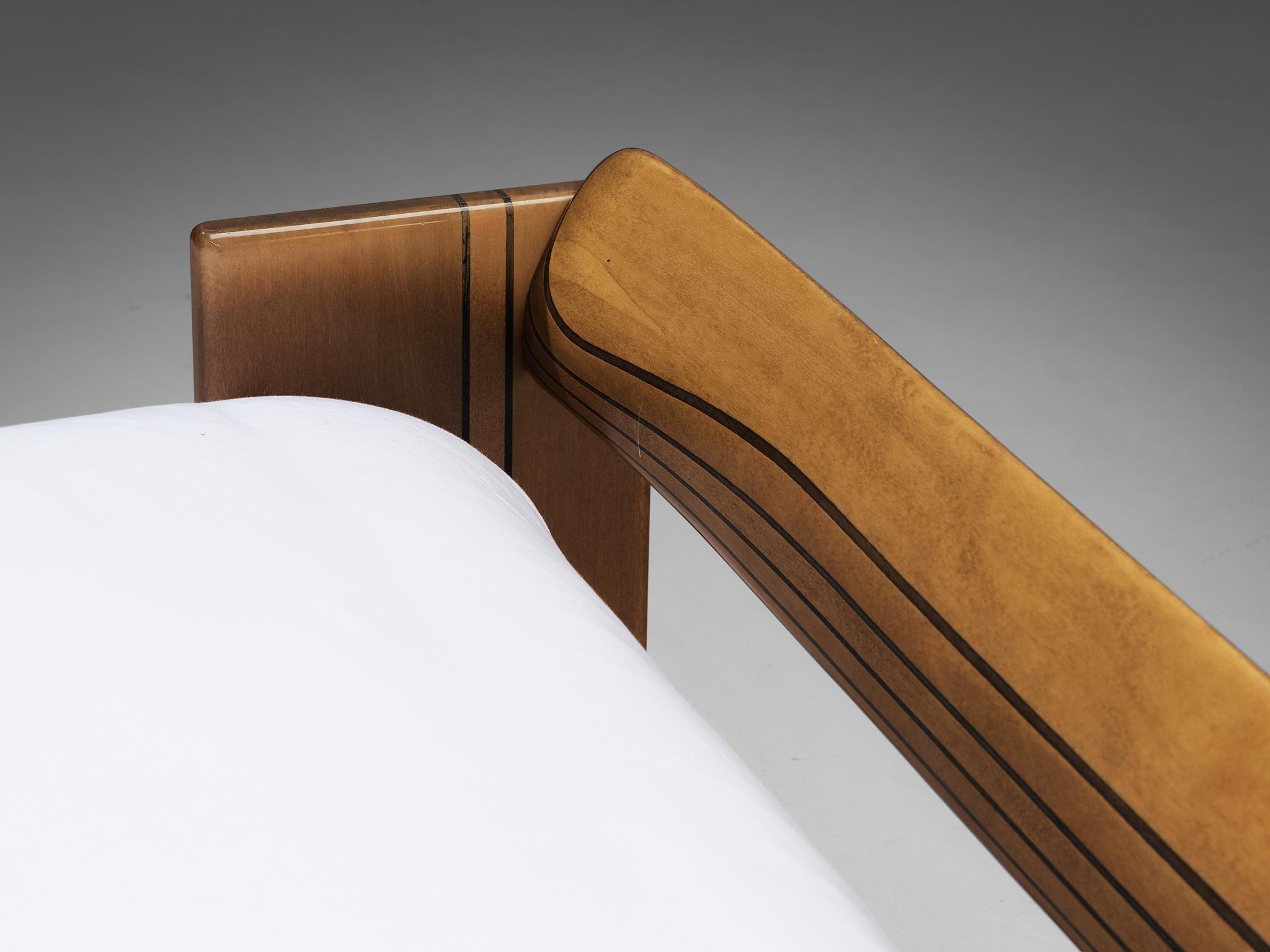 Late 20th Century Afra & Tobia Scarpa for Maxalto Double Bed with Pair of Nightstands in Walnut