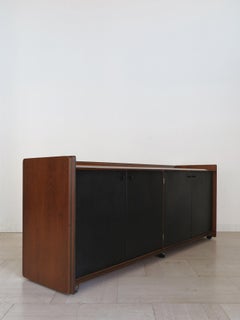 Afra & Tobia Scarpa for Maxalto Italian Midcentury Wood Leather Artona Sideboard