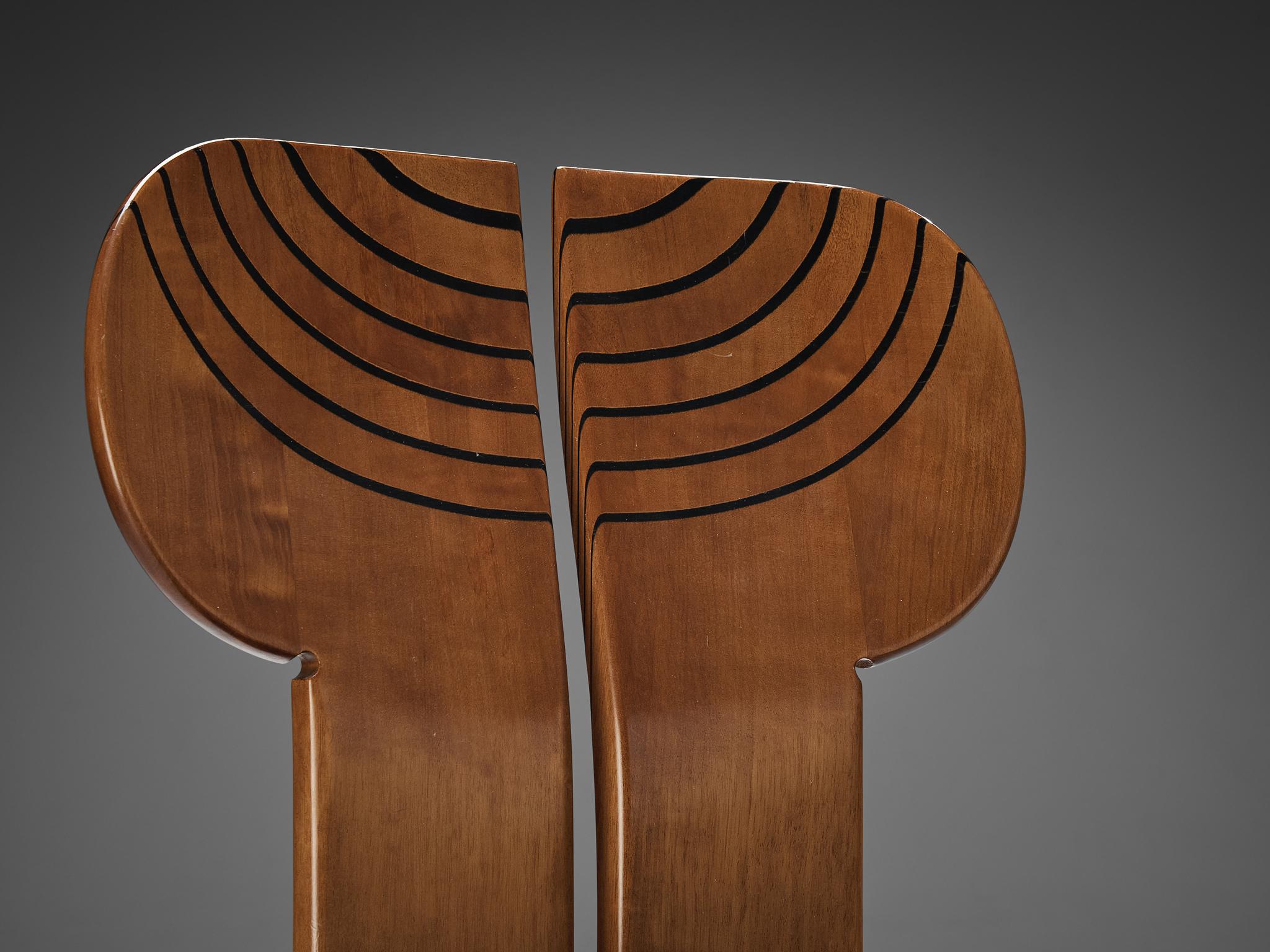 Mid-Century Modern Afra & Tobia Scarpa for Maxalto Pair of 'Africa' Dining Chairs in Walnut