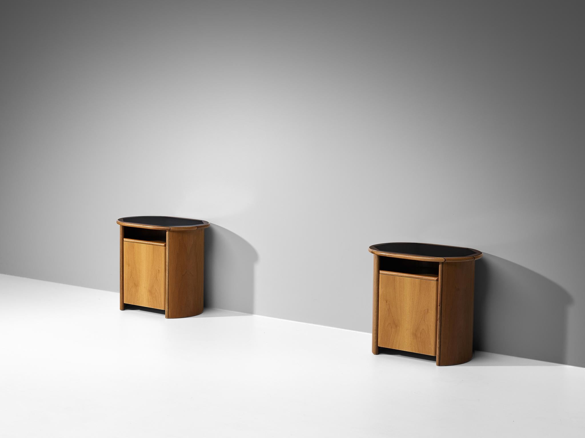 Italian Afra & Tobia Scarpa for Maxalto Pair of 'Artona' Night Stands in Walnut 