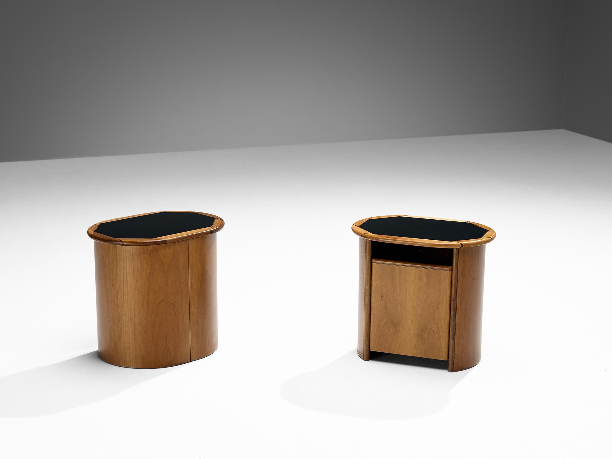 Ebony Afra & Tobia Scarpa for Maxalto Pair of 'Artona' Night Stands in Walnut 