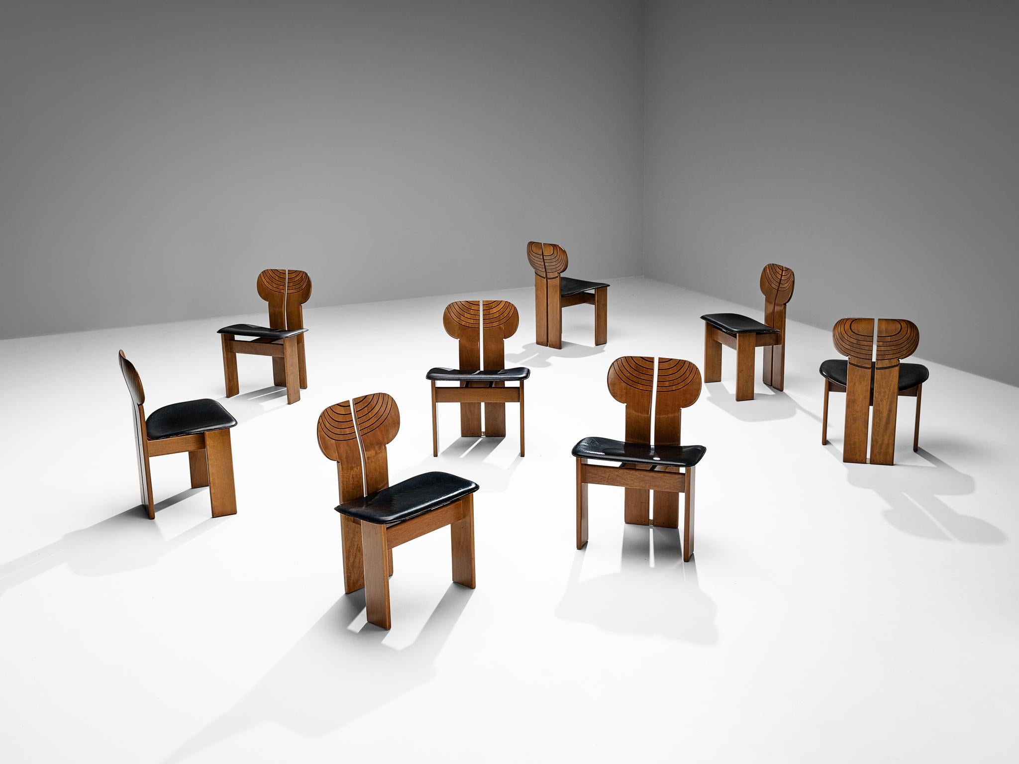 Mid-Century Modern Afra & Tobia Scarpa for Maxalto Set of Eight 'Africa' Dining Chairs