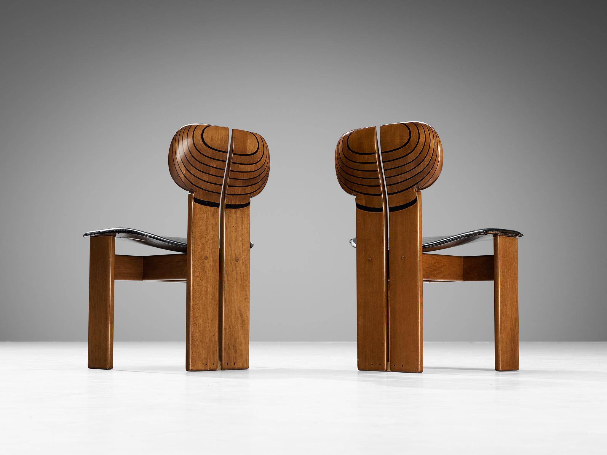 Italian Afra & Tobia Scarpa for Maxalto Set of Eight 'Africa' Dining Chairs