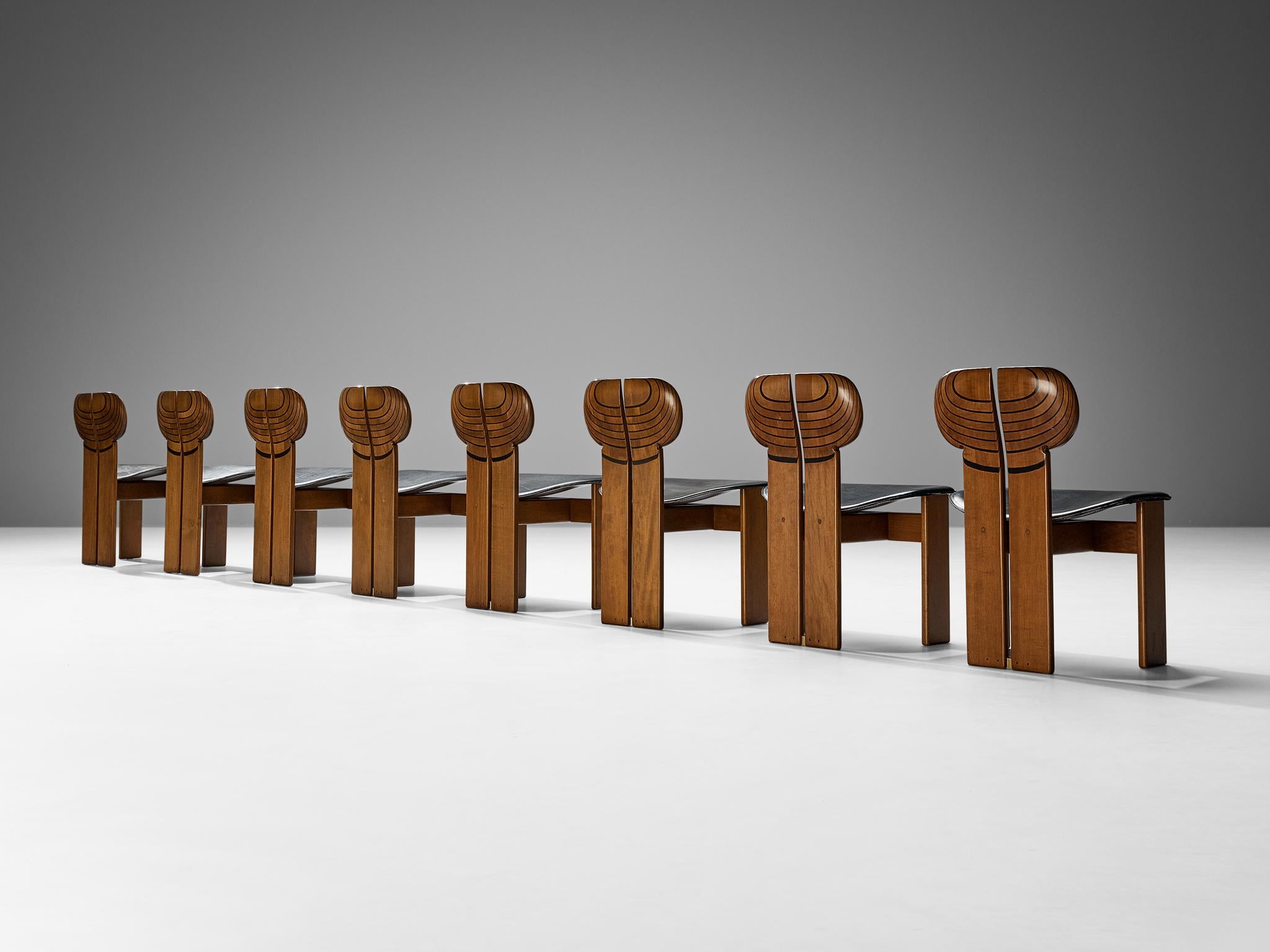 Late 20th Century Afra & Tobia Scarpa for Maxalto Set of Eight 'Africa' Dining Chairs