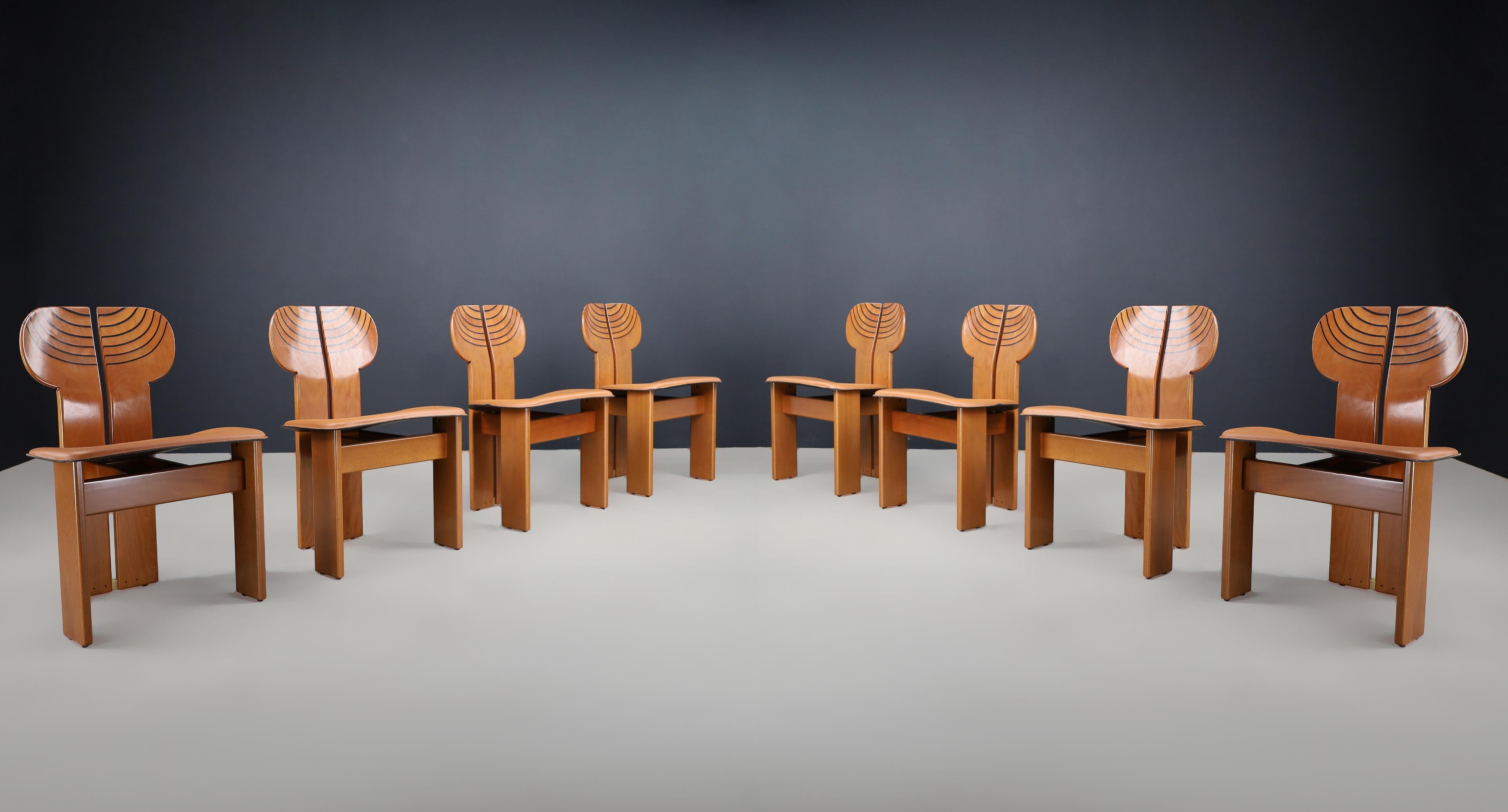 Ensemble de huit chaises de salle à manger Africa de Afra & Tobia Scarpa pour Maxalto, Italie, 1975 en vente 3