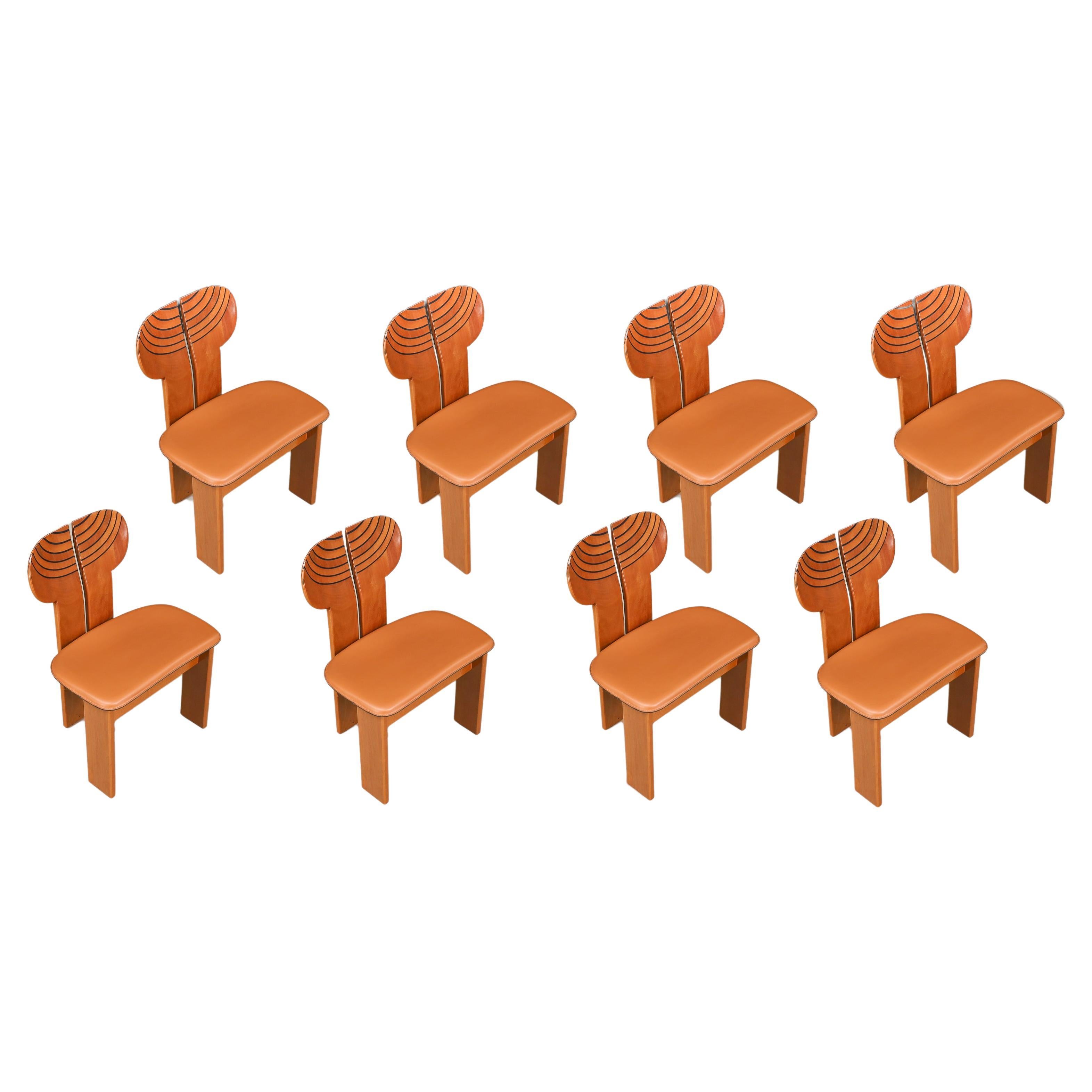 Afra & Tobia Scarpa for Maxalto Set of eight 'Africa' Dining Chairs Italy, 1975 For Sale