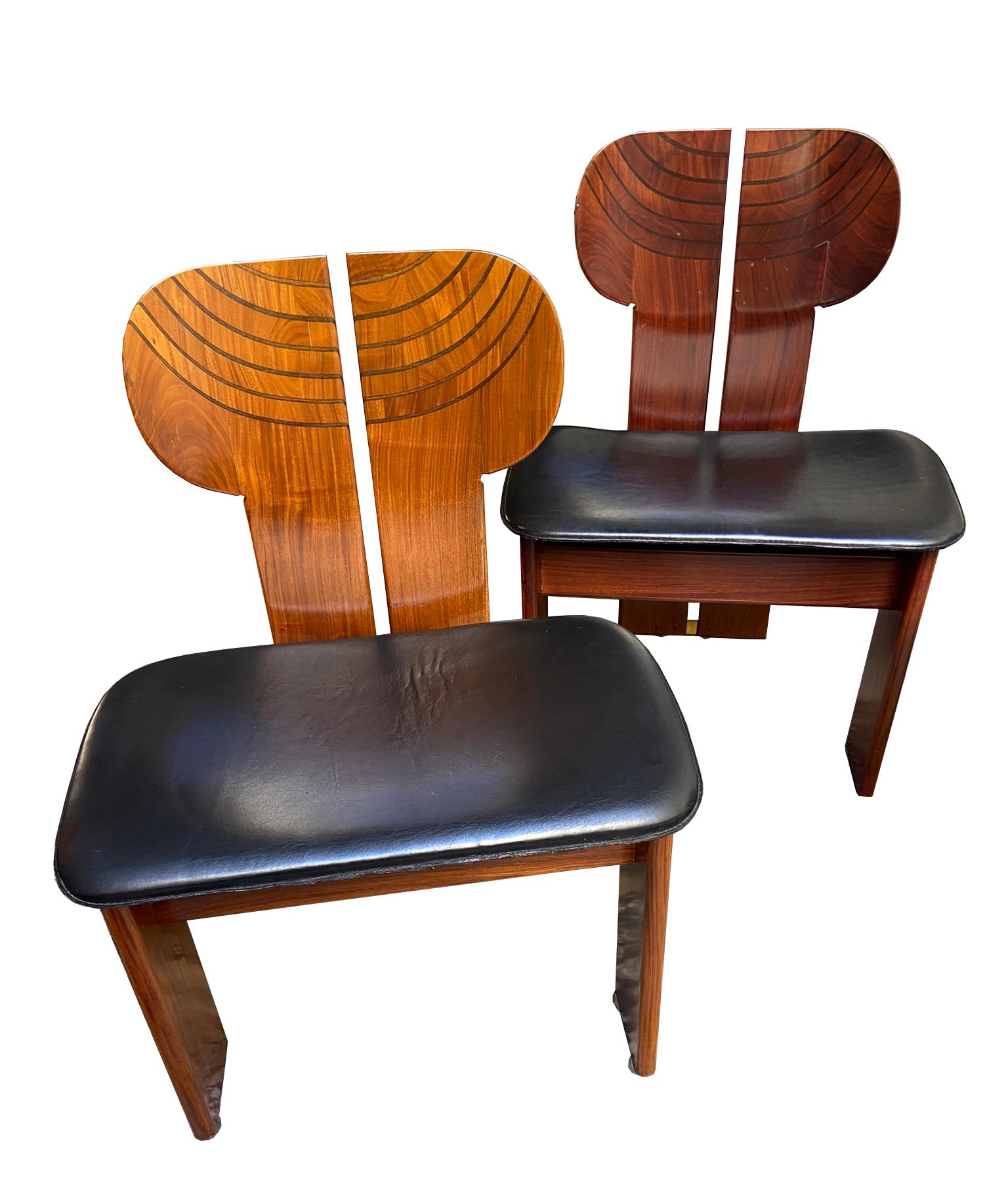 Afra & Tobia Scarpa for Maxalto Set of Four Africa Chairs, Italy 1970s 1
