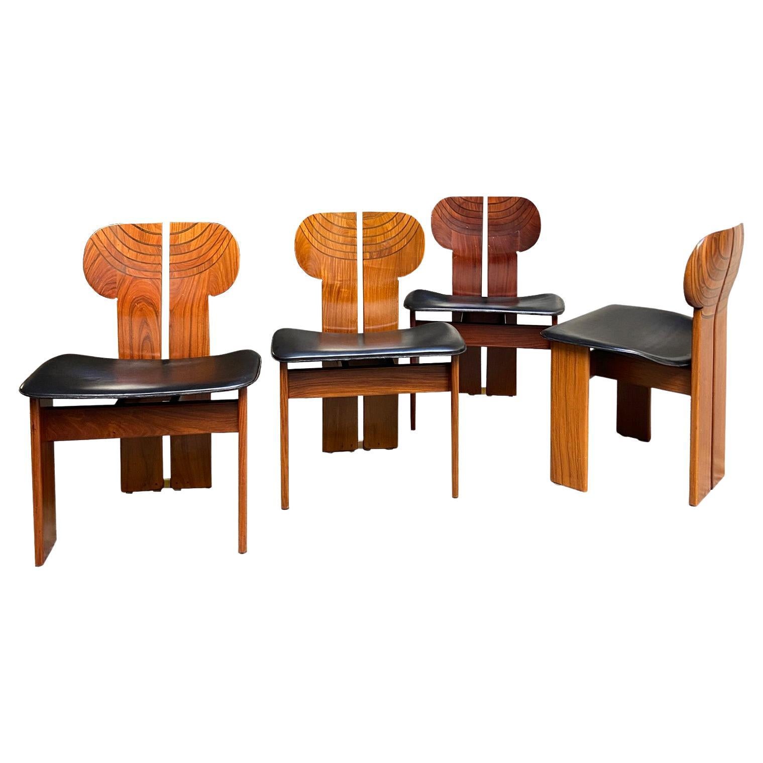 Afra & Tobia Scarpa for Maxalto Set of Four Africa Chairs, Italy 1970s