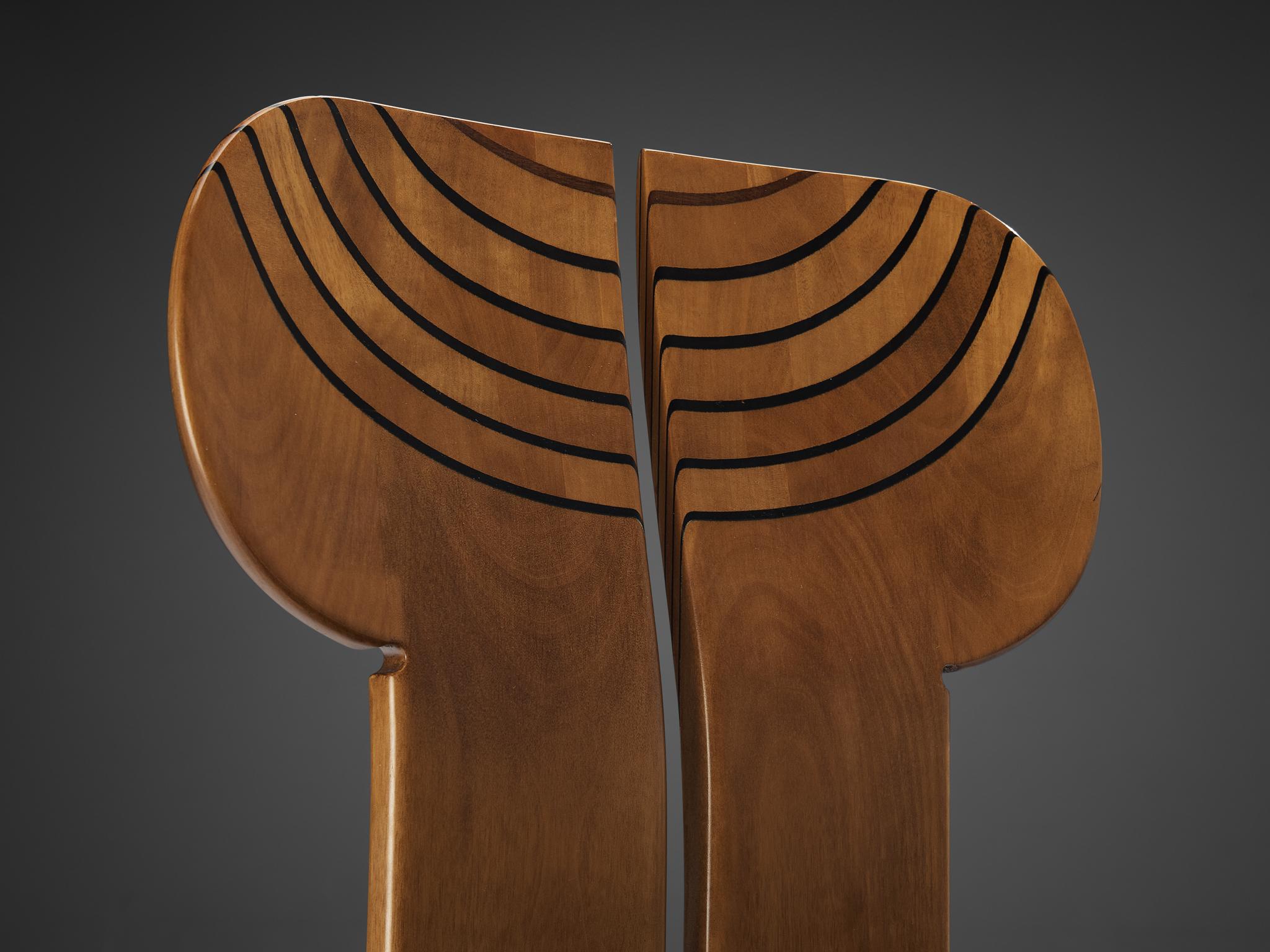Mid-Century Modern Afra & Tobia Scarpa for Maxalto Set of Six 'Africa' Dining Chairs in Walnut