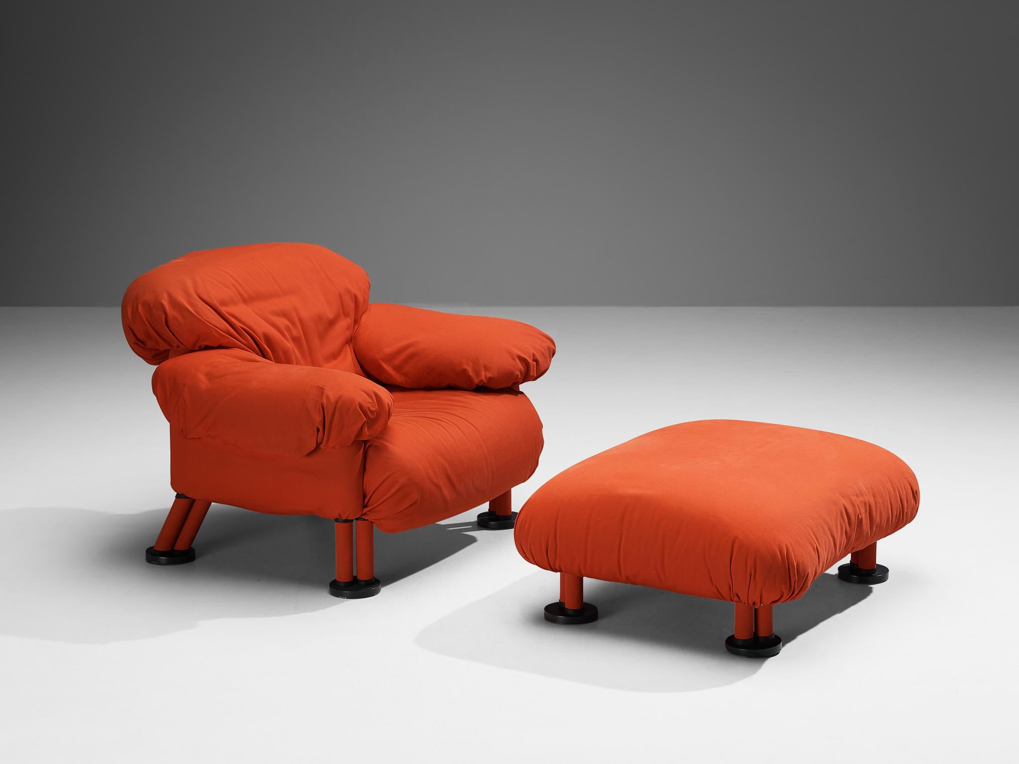 Italian Afra & Tobia Scarpa for Meritalia Lounge Chair and Ottoman For Sale