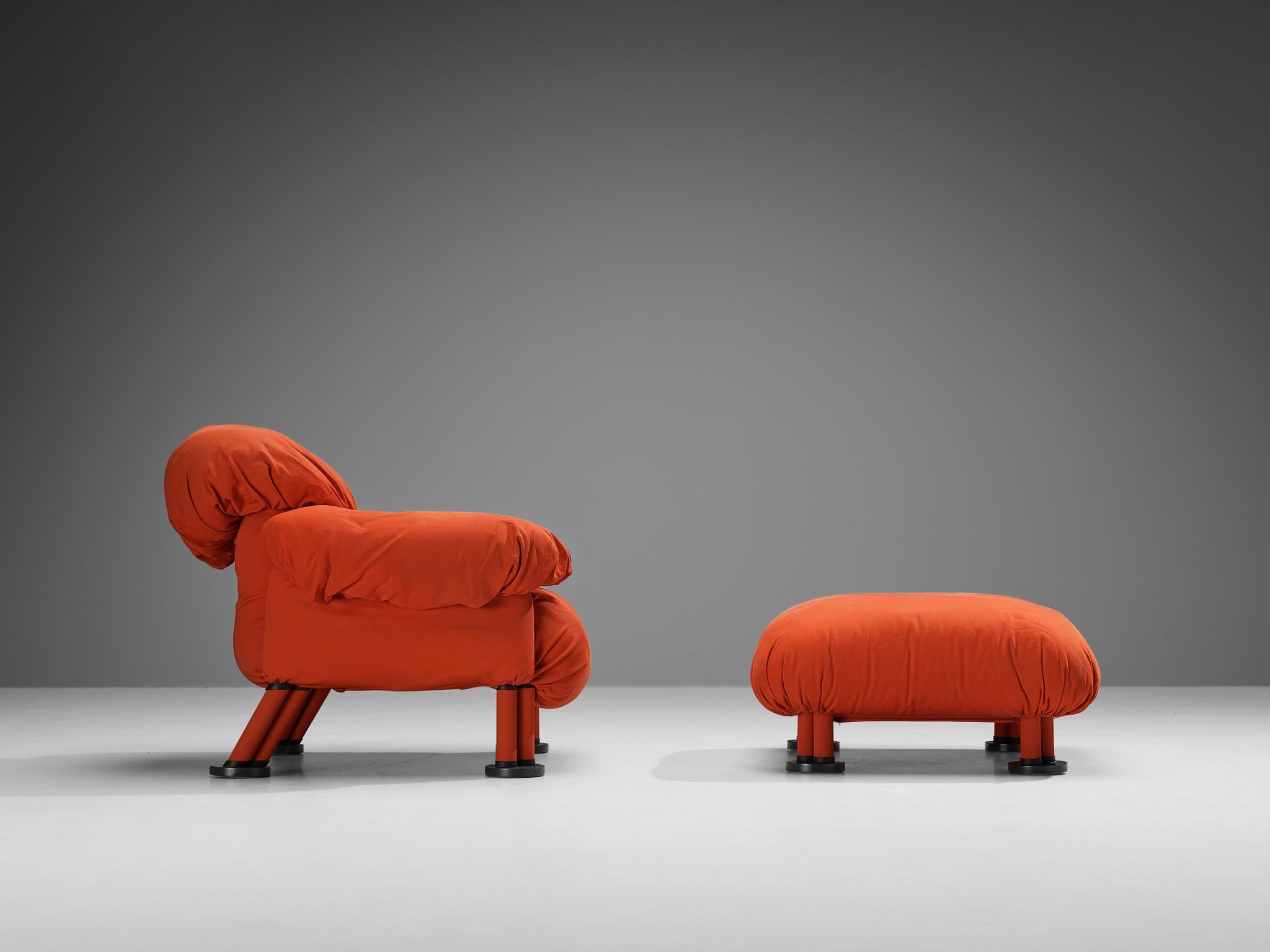Late 20th Century Afra & Tobia Scarpa for Meritalia Lounge Chair and Ottoman For Sale