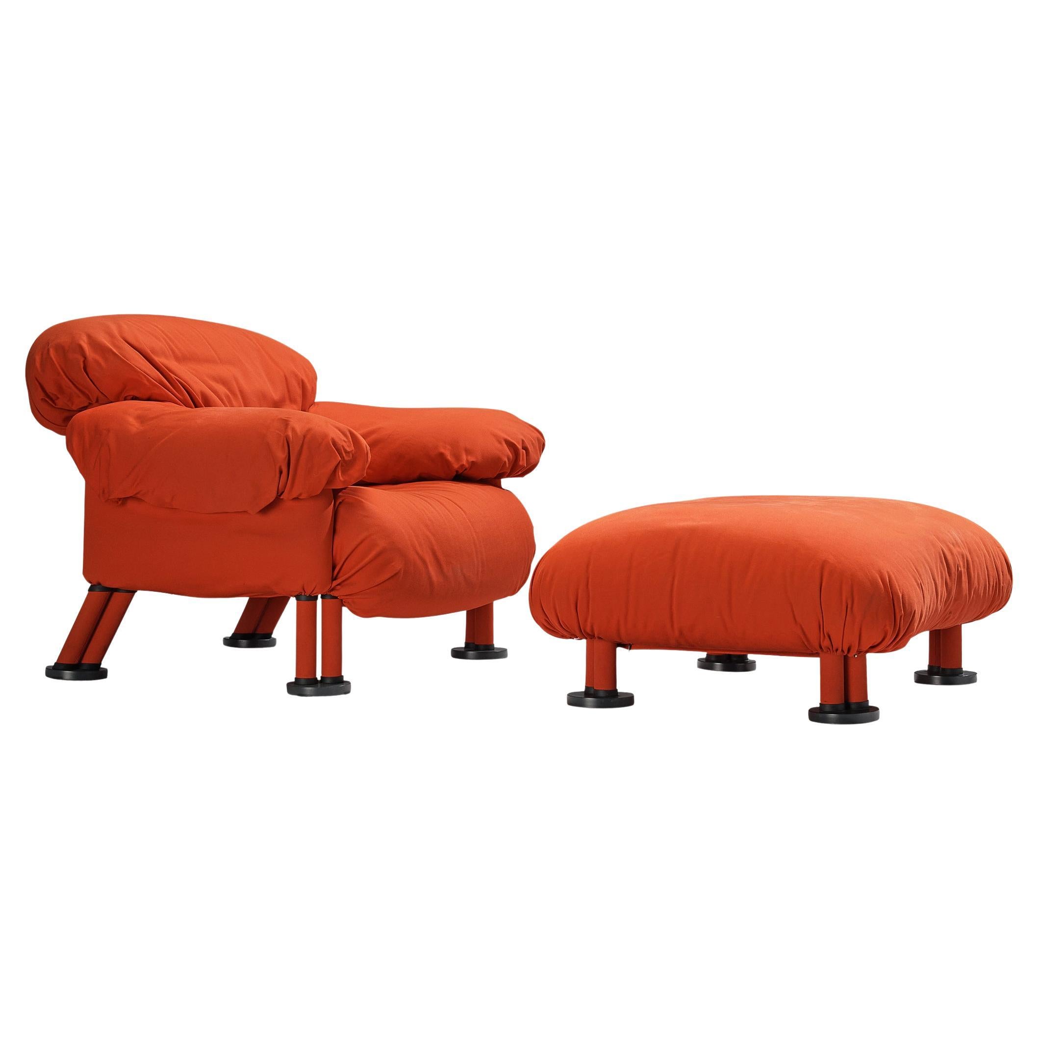 Afra & Tobia Scarpa for Meritalia Lounge Chair and Ottoman For Sale