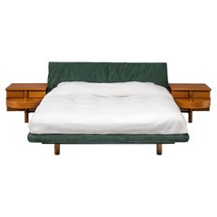 Afra & Tobia Scarpa for Molteni 'Marlo' Bed with Nightstands in Walnut and Suede