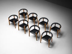 Afra & Tobia Scarpa for Molteni Early 'MISS' Chairs in Solid Walnut and Leather