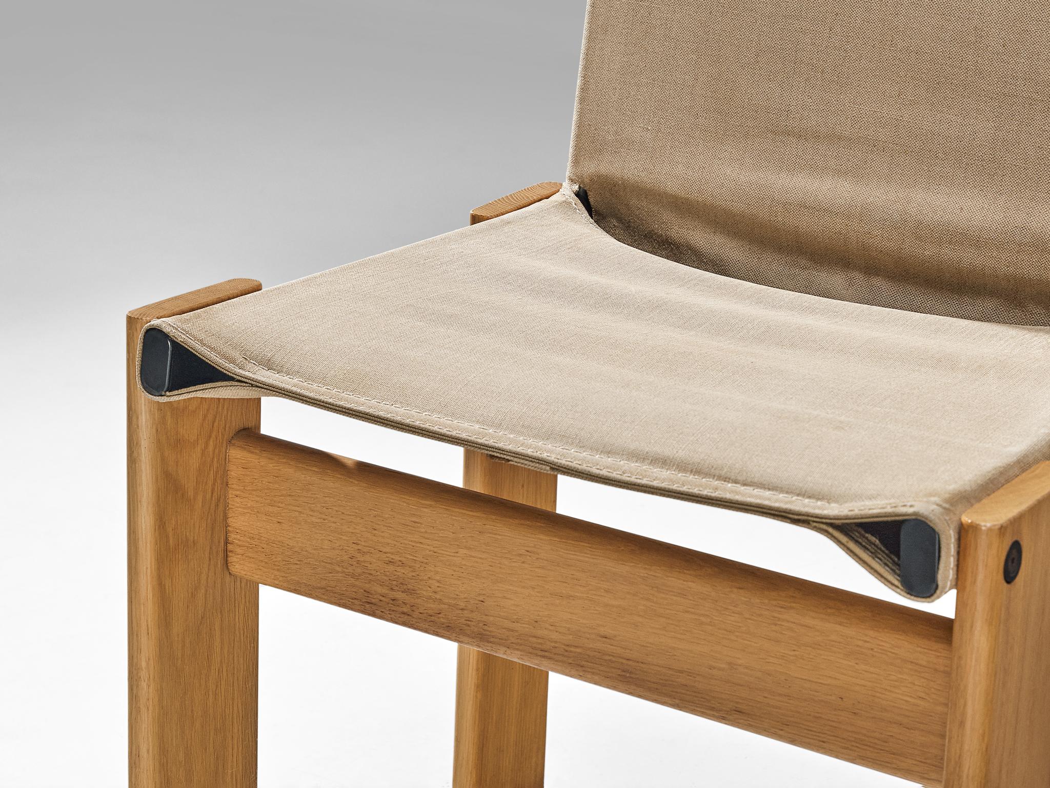 Mid-Century Modern Afra & Tobia Scarpa for Molteni 'Monk' Chair in Oak and Beige Canvas