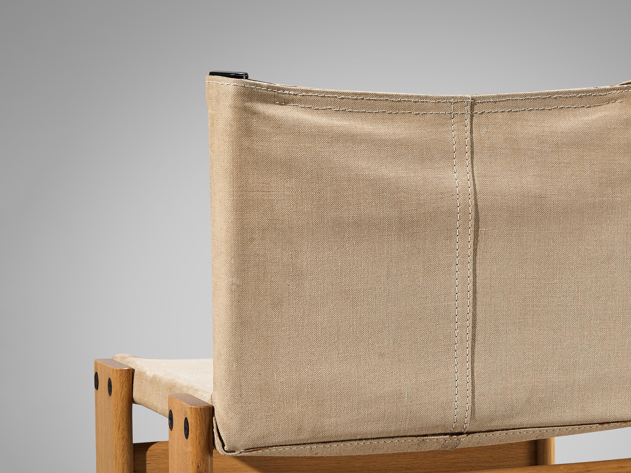 Afra & Tobia Scarpa for Molteni 'Monk' Chair in Oak and Beige Canvas 1