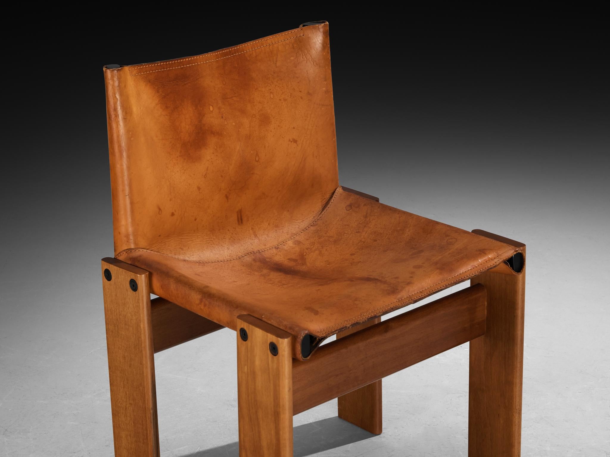 Afra & Tobia Scarpa for Molteni Pair of 'Monk' Dining Chairs in Leather For Sale 2