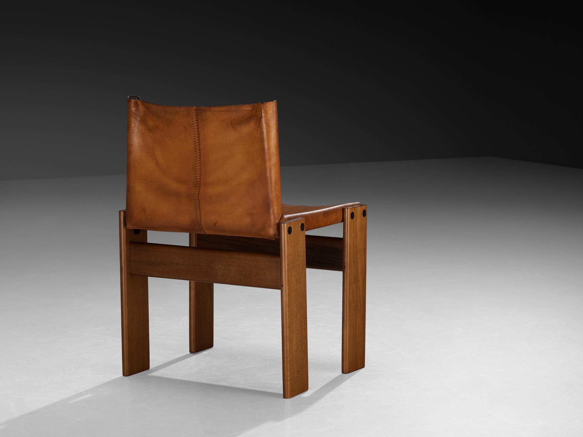 Afra & Tobia Scarpa for Molteni Pair of 'Monk' Dining Chairs in Leather For Sale 3