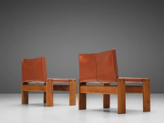 Afra & Tobia Scarpa for Molteni Pair of 'Monk' Lounge Chairs
