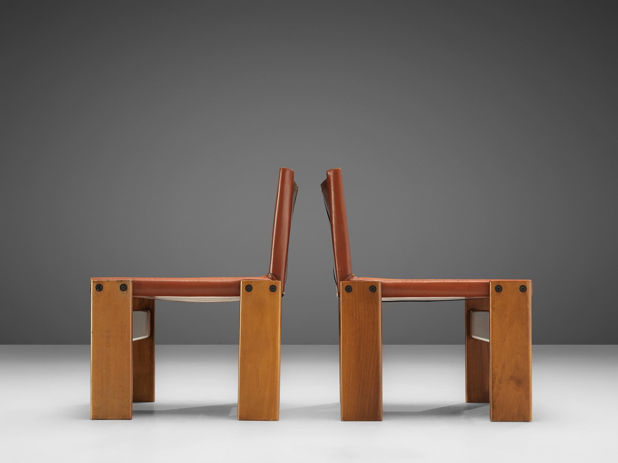 Italian Afra & Tobia Scarpa for Molteni Pair of 'Monk' Lounge Chairs