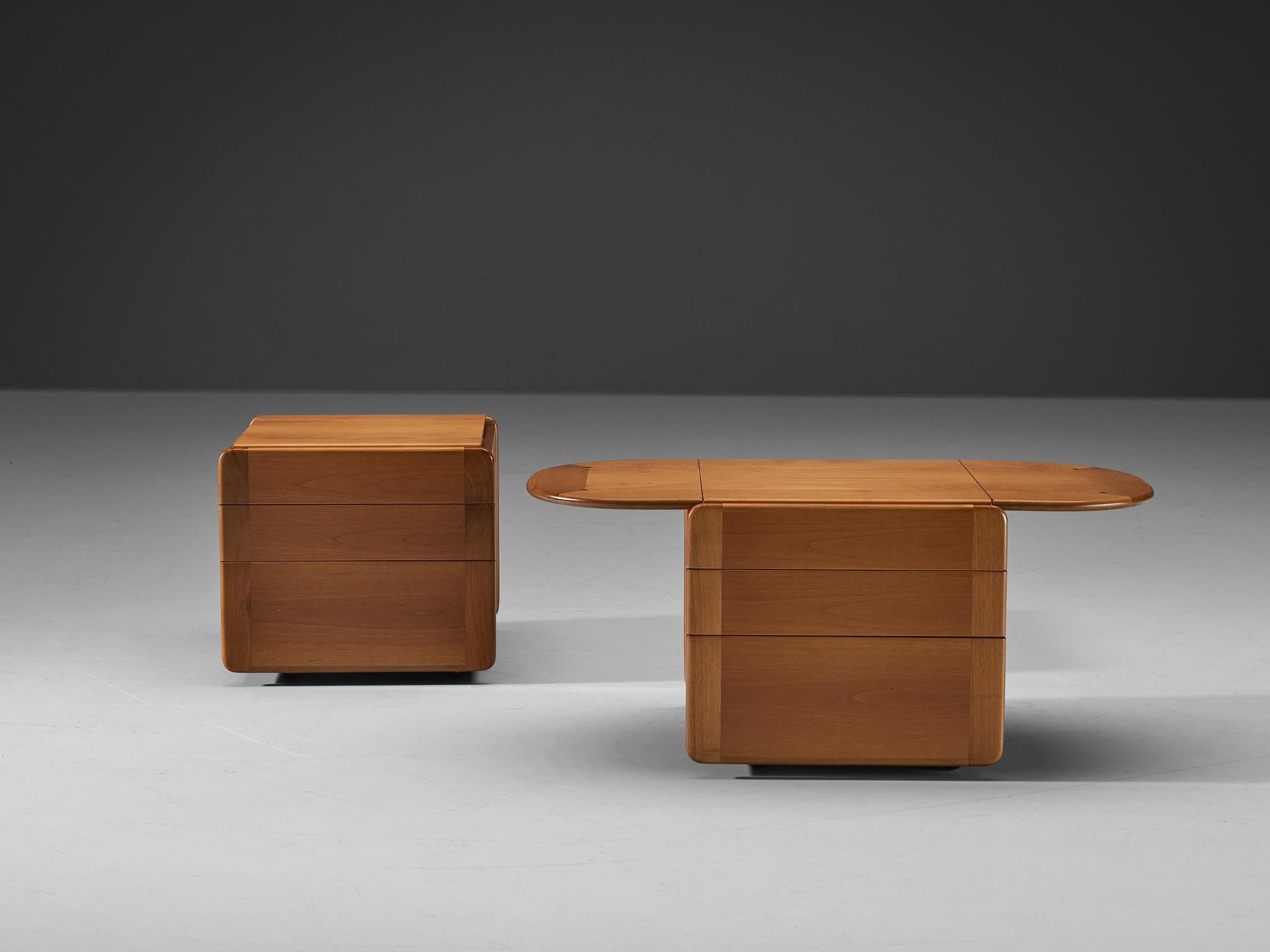 Afra & Tobia Scarpa for Molteni Pair of Nightstands in Walnut 1