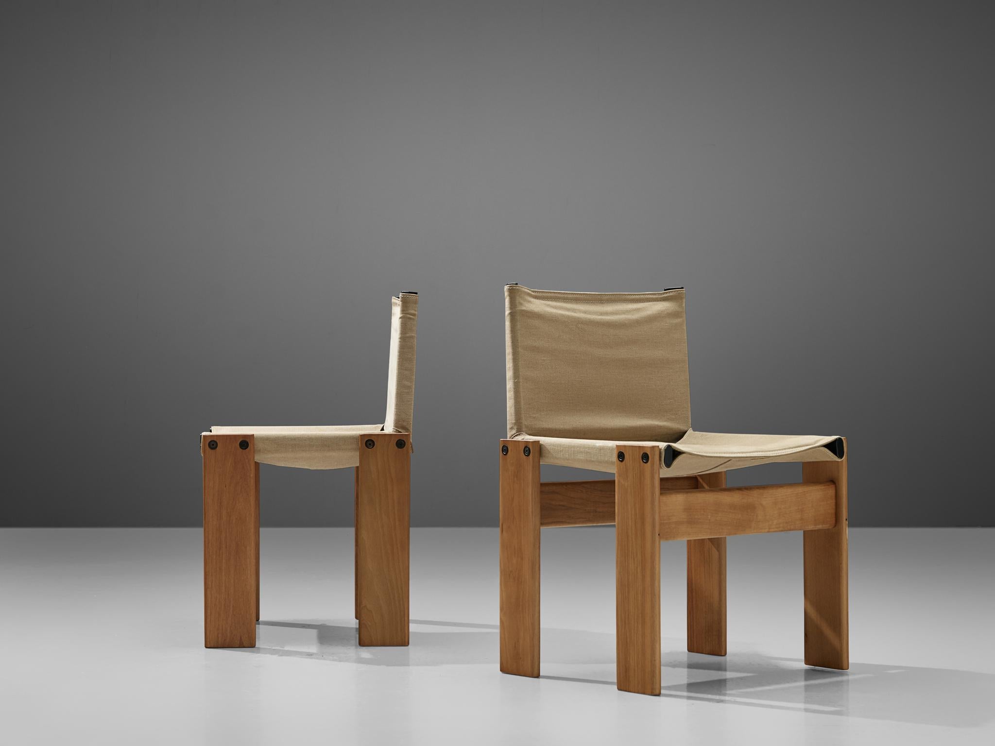 Afra & Tobia Scarpa for Molteni Set of 10 'Monk' Dining Chairs with Canvas 4