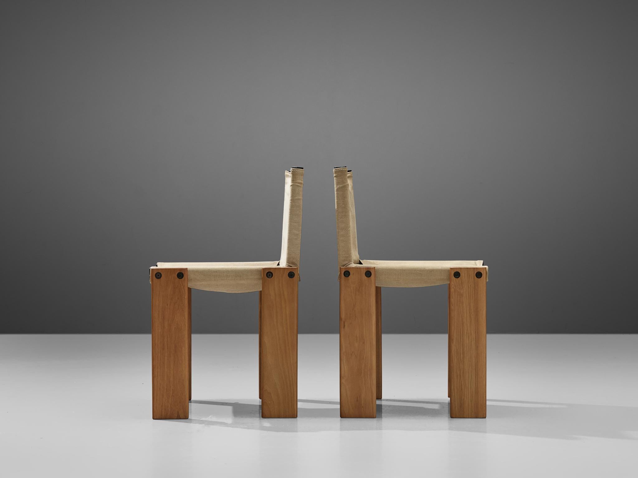 Mid-Century Modern Afra & Tobia Scarpa for Molteni Set of 10 'Monk' Dining Chairs with Canvas