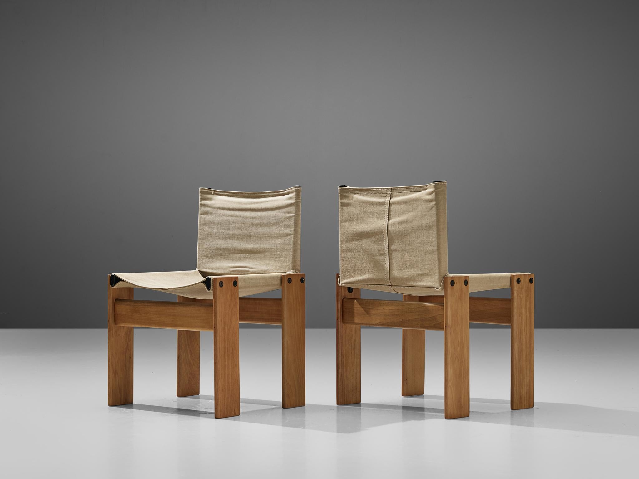 Late 20th Century Afra & Tobia Scarpa for Molteni Set of 10 'Monk' Dining Chairs with Canvas