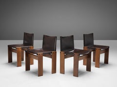 Afra & Tobia Scarpa for Molteni Set of Four 'Monk' Chairs in Black Leather