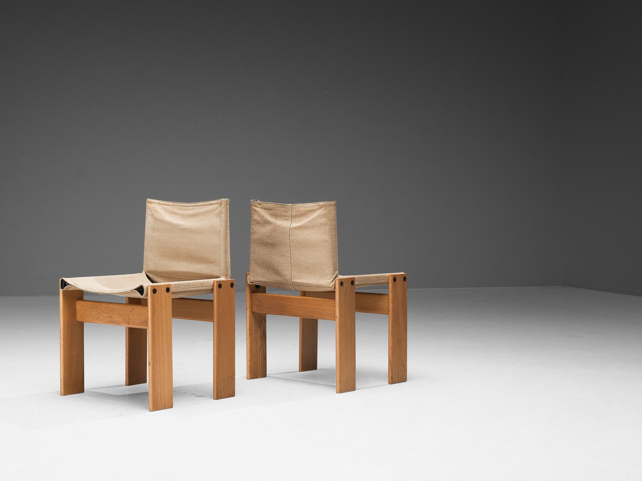 Post-Modern Afra & Tobia Scarpa for Molteni Set of Four 'Monk' Chairs in Canvas 