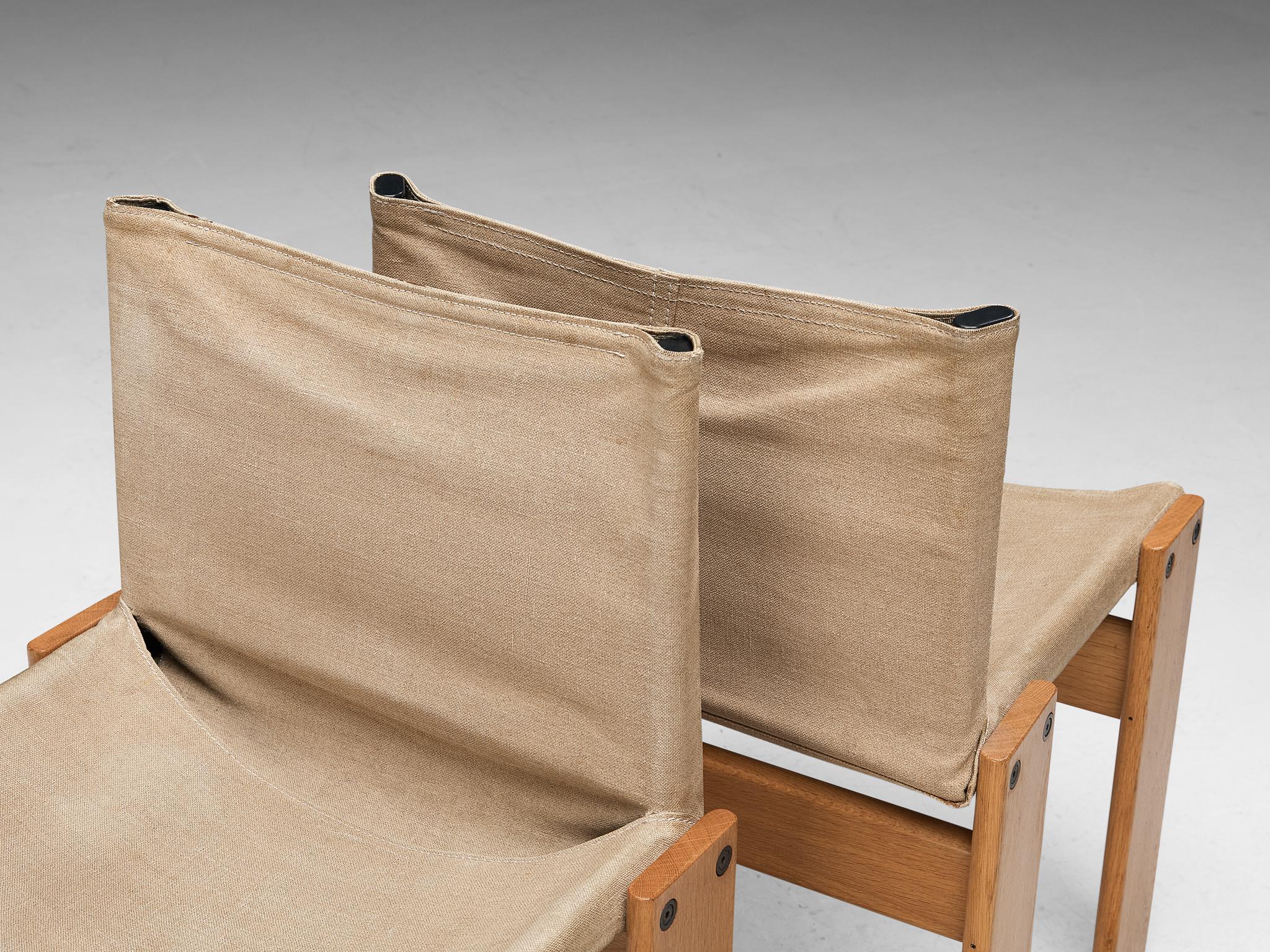 Italian Afra & Tobia Scarpa for Molteni Set of Four 'Monk' Chairs in Canvas 
