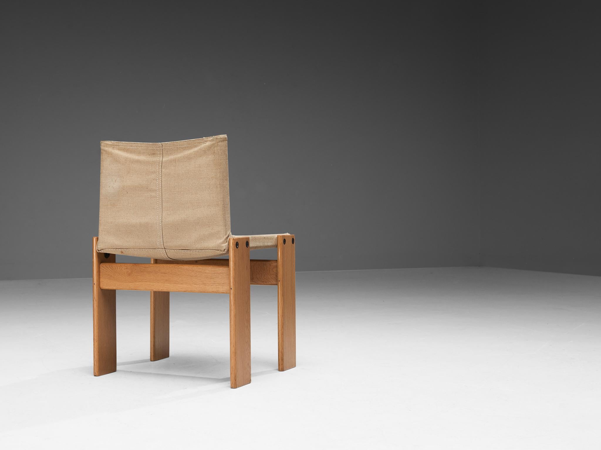 Late 20th Century Afra & Tobia Scarpa for Molteni Set of Four 'Monk' Chairs in Canvas 