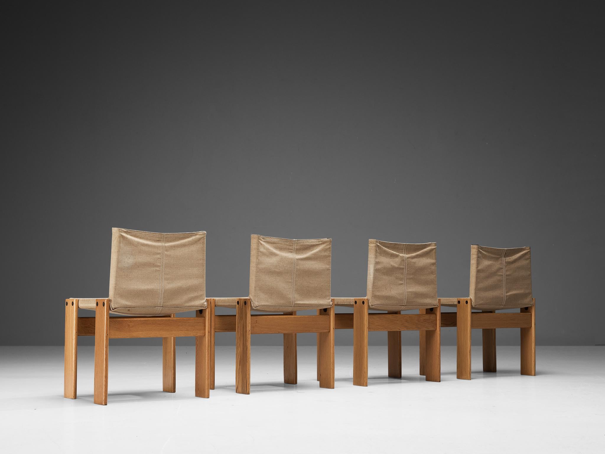 Afra & Tobia Scarpa for Molteni Set of Four 'Monk' Chairs in Canvas  2