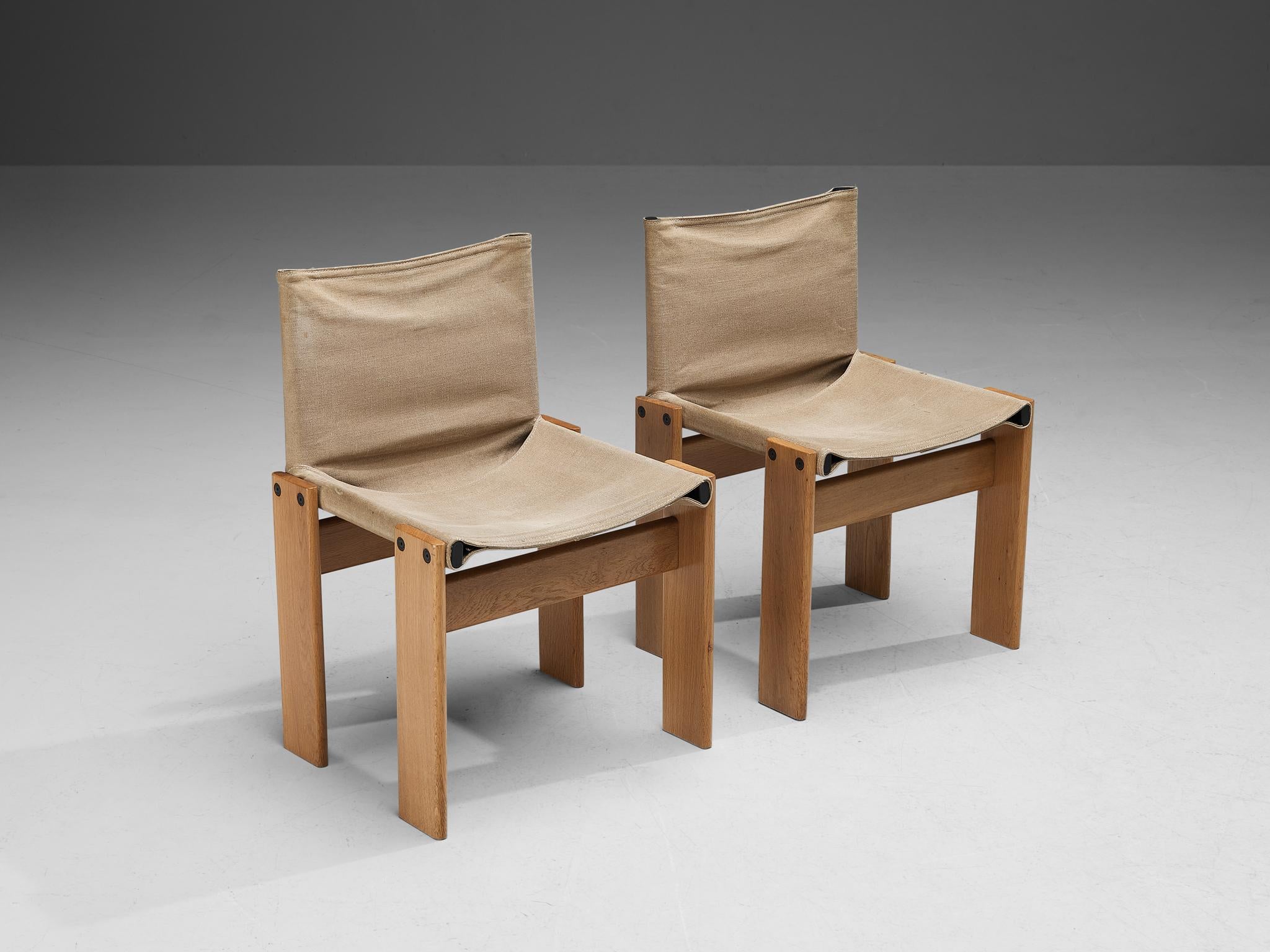 Afra & Tobia Scarpa for Molteni Set of Four 'Monk' Chairs in Canvas  3