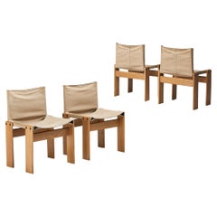 Afra & Tobia Scarpa for Molteni Set of Four 'Monk' Chairs in Canvas 