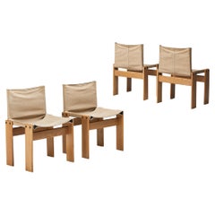 Afra & Tobia Scarpa for Molteni Set of Four 'Monk' Chairs in Canvas