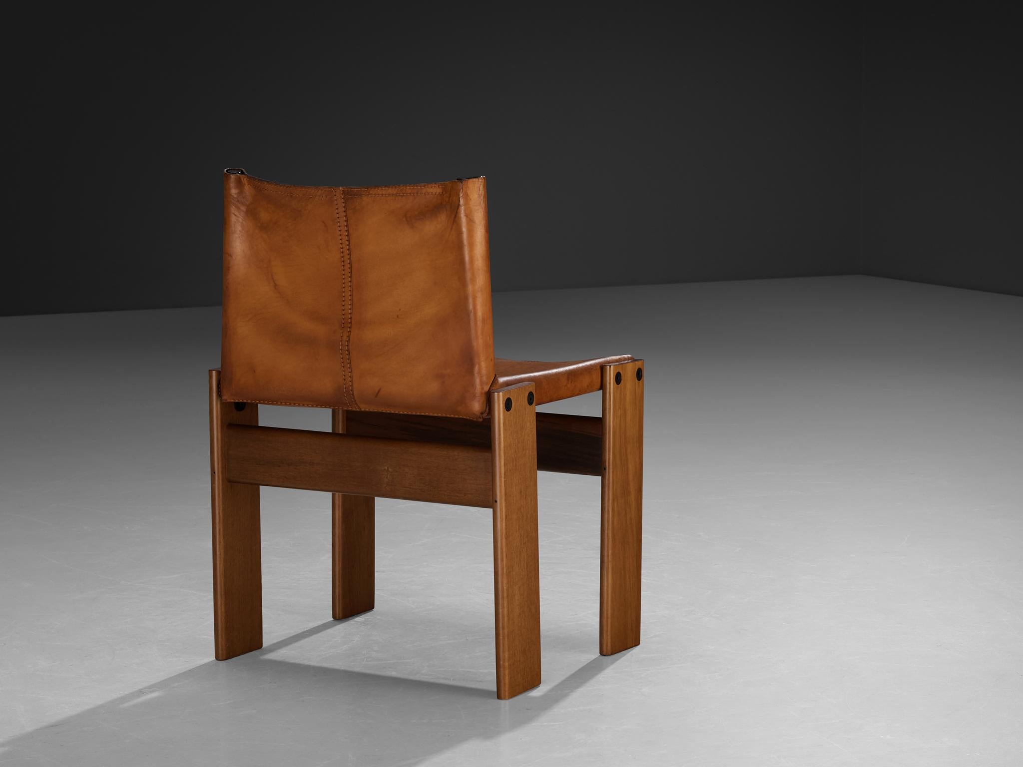 Afra & Tobia Scarpa per Molteni Set di quattro sedie da pranzo 'Monk' in pelle in vendita 4