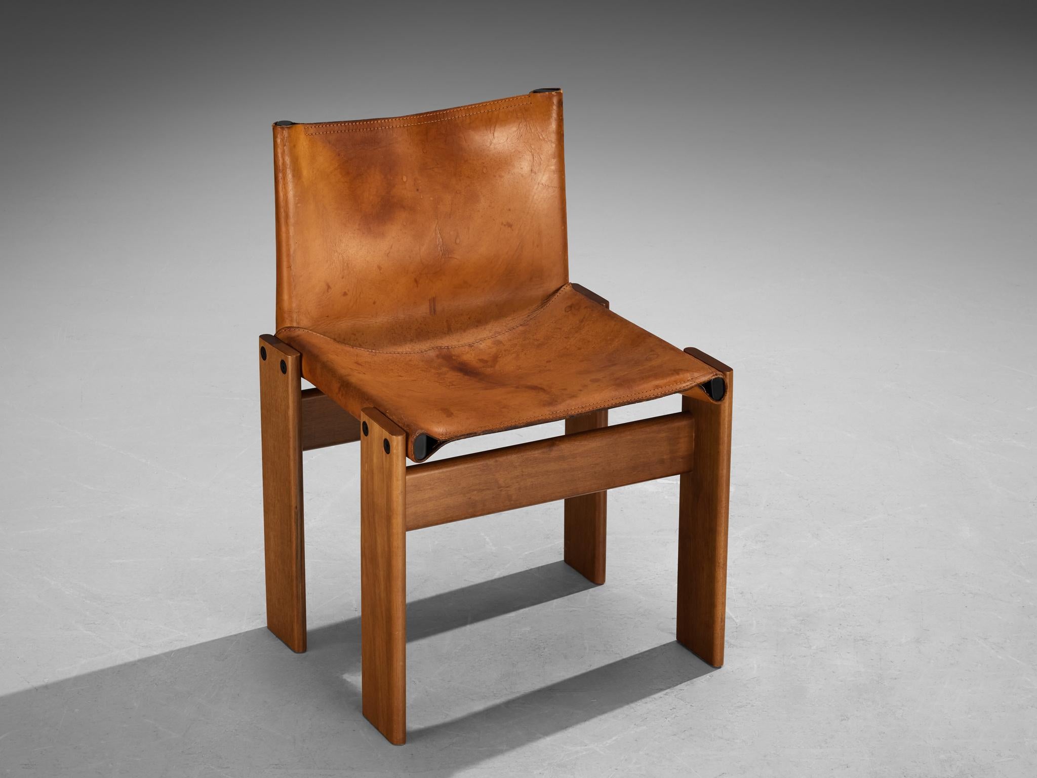 Afra & Tobia Scarpa per Molteni Set di quattro sedie da pranzo 'Monk' in pelle in vendita 6